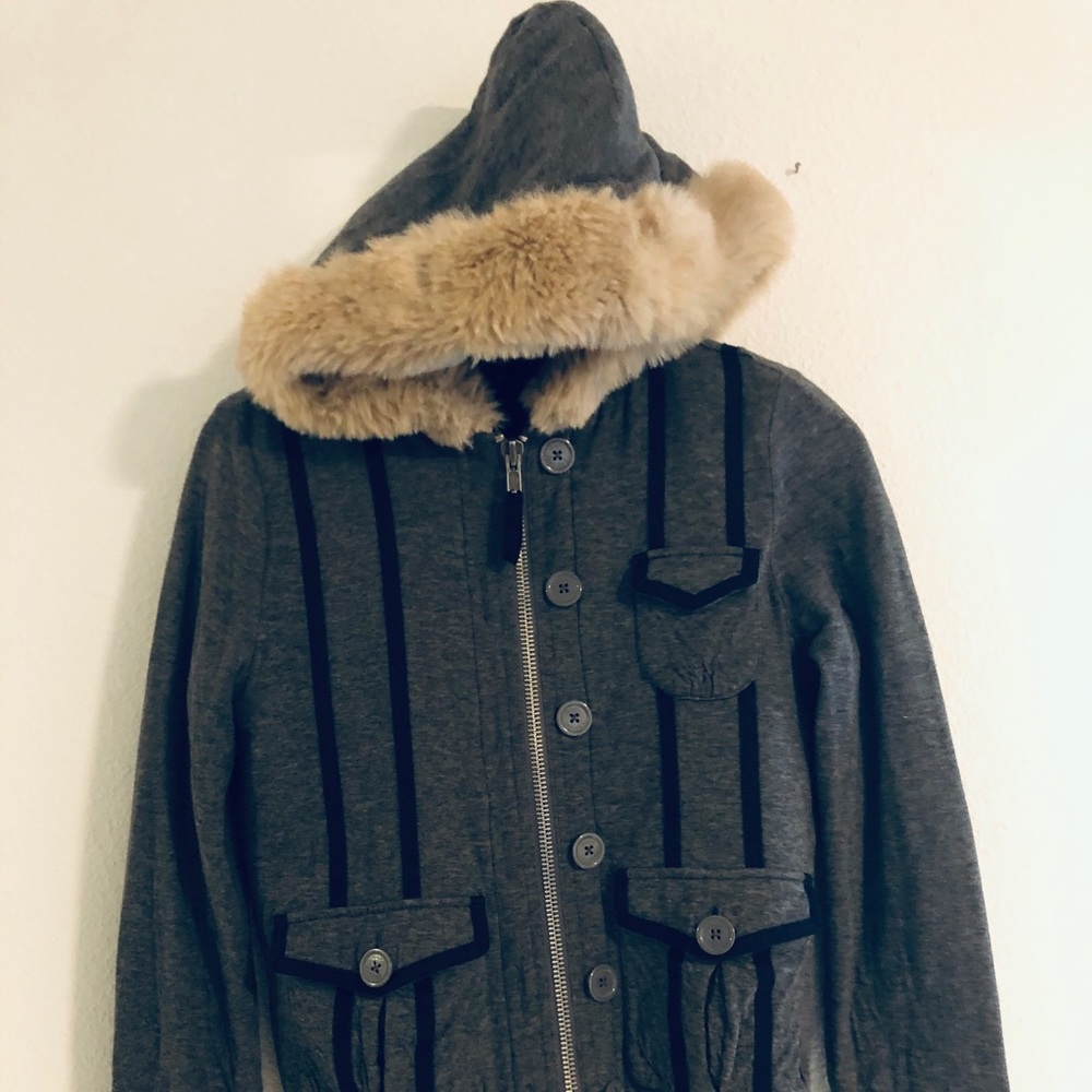 Marc Jacobs vintage Y2K Sherpa Lined sweater faux fur hood